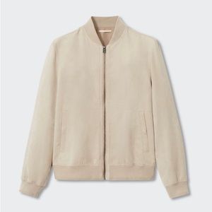 MNG Suede-effect bomber jacket